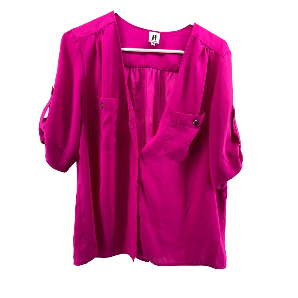 A New York Pink Roll-Tab Button Down Shirt Women's Size Medium